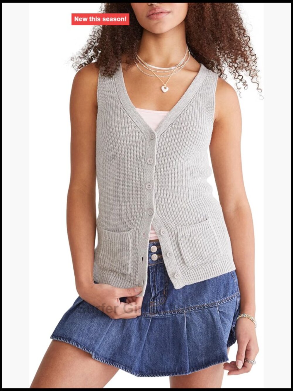 Aeropostale Sleeveless Sweater Tank V-Neck with Pockets Cotton Knit